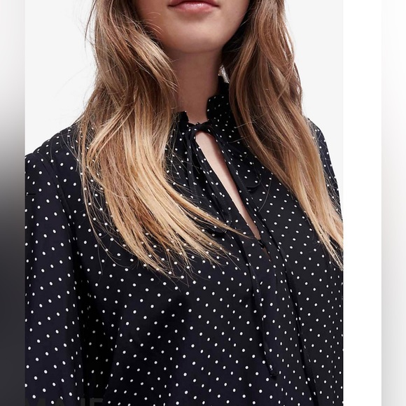 MAJE Lipetta Polka Dot Tie Neck Blouse Size 1 Small New NWT Black and White - Picture 1 of 7